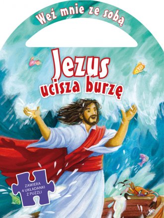 Jezus ucisza burzę. Zawiera 4 układanki - okładka książki