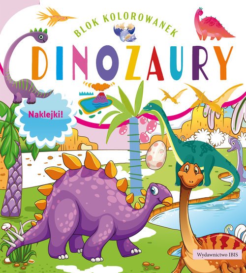 Blok kolorowanek. Dinozaury + naklejki - okładka książki