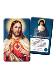 Karta Serce Pana Jezusa z relikwiami - zdjęcie dewocjonaliów
