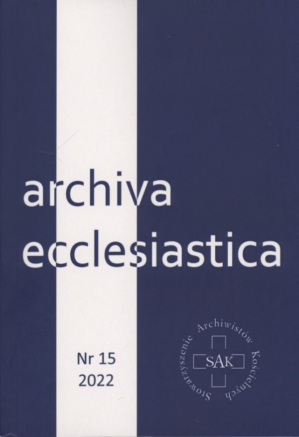 Archiva Ecclesiastica nr 15/2022 - okładka książki