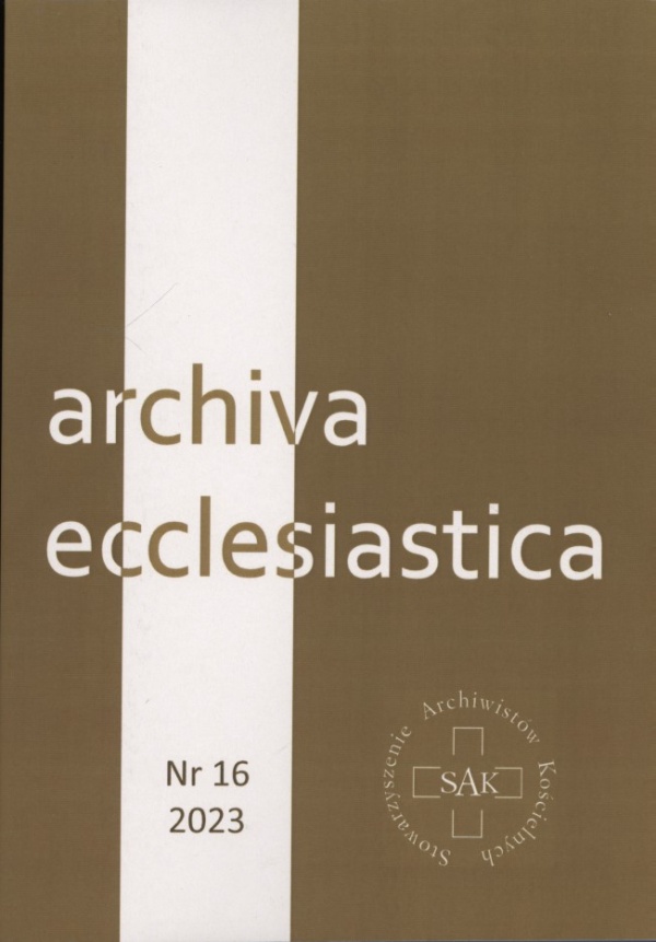 Archiva Ecclesiastica nr 16/2023 - okładka książki