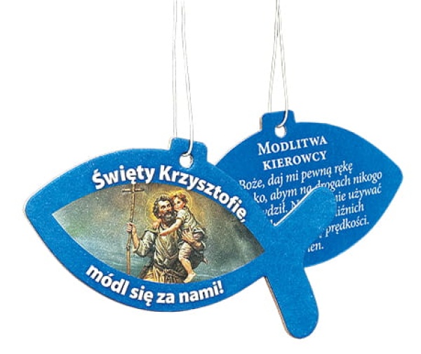 Zawieszka - Rybka z modlitwą kierowcy - zdjęcie dewocjonaliów